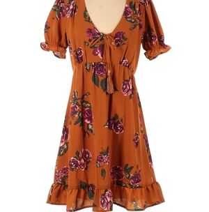 Xhilaration Brown Floral Mini Dress